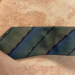 Etienne Aigner Green and Blue Diagonal Striped Tie